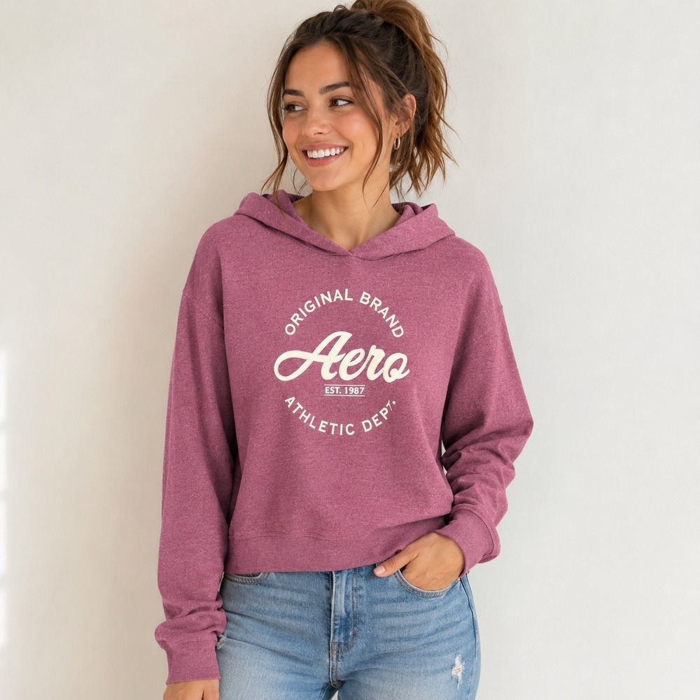 Aeropostale Womens Size Large Purple Aero Hoodie Pullover Sweatshirt Fleece Logo